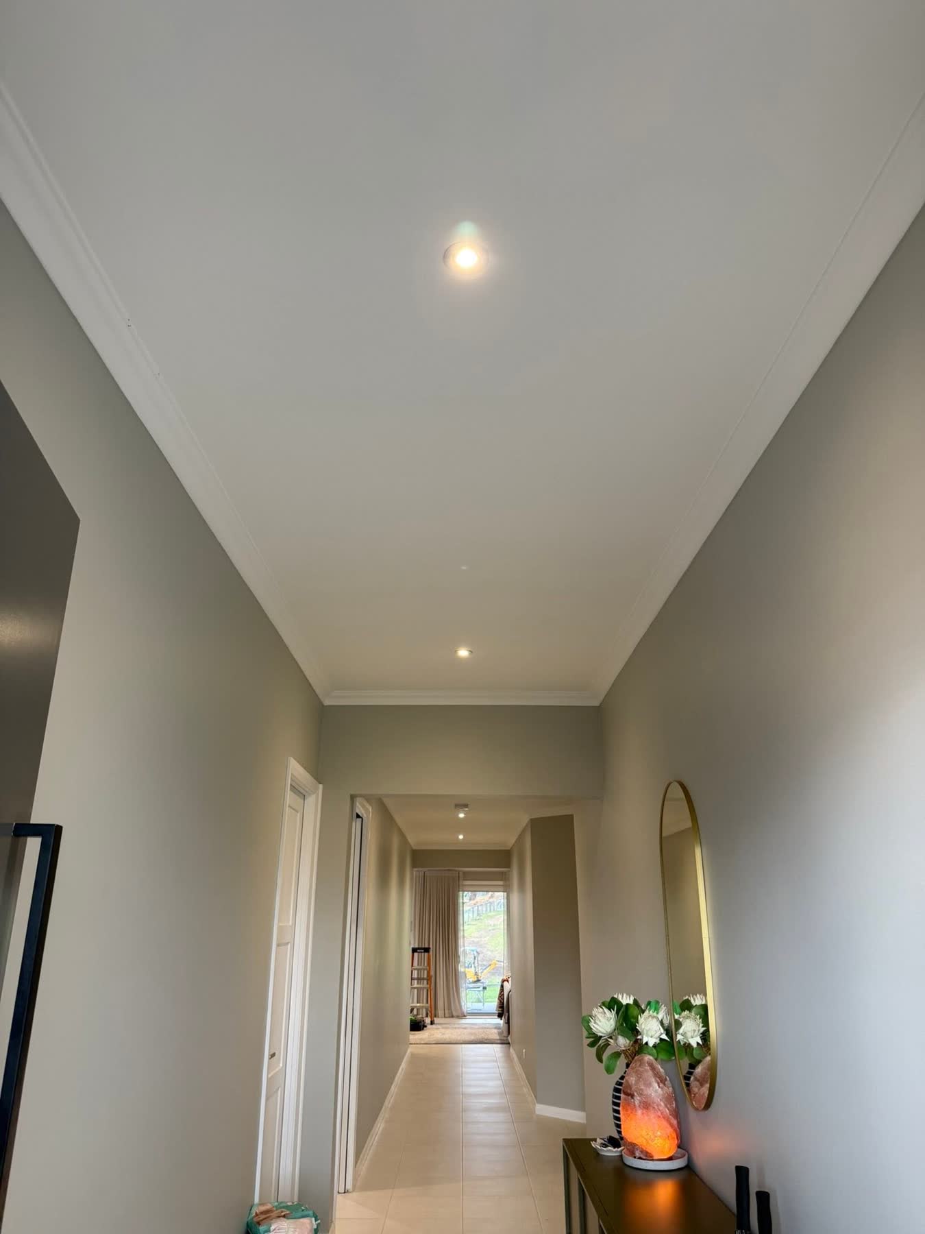 Hallway downlights installed through a Hunter Valley home